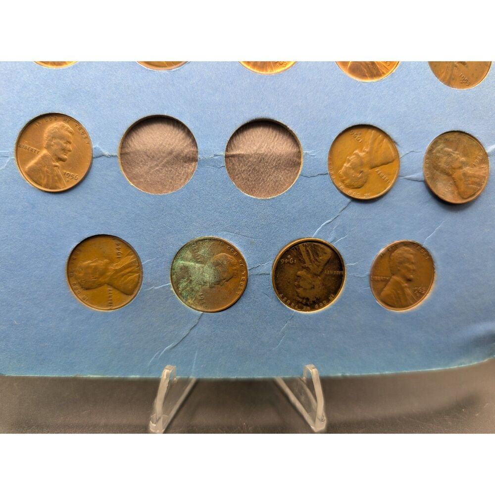 Vintage Lincoln Wheat Cent Lot Whitman Coin Folder Board 22 Pennies 1919-1963
